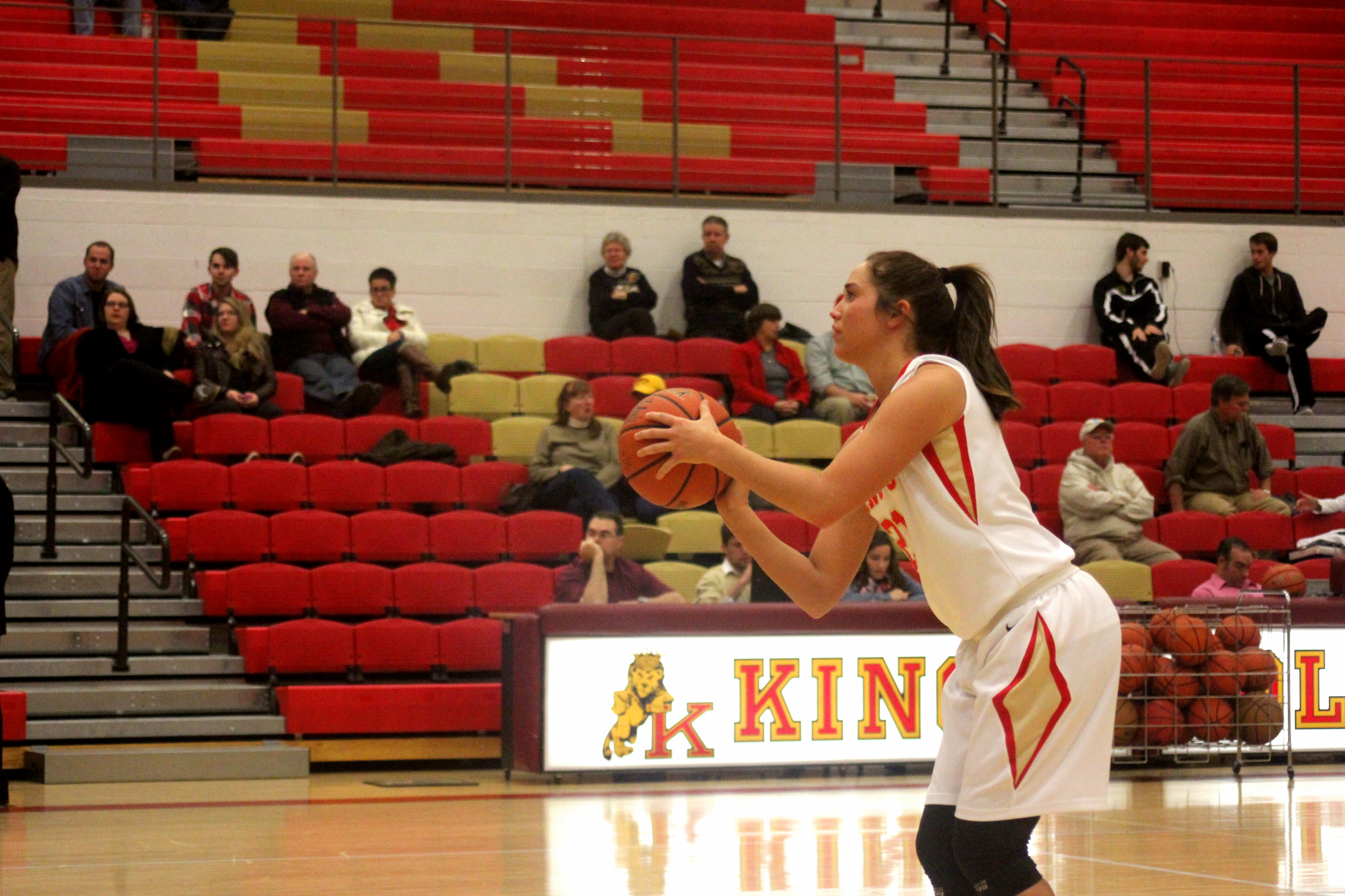 Shae Grim attempts a shot during King's' regulation victory over Delaware Valley | Staff Photographer: Tyler R. Tynes